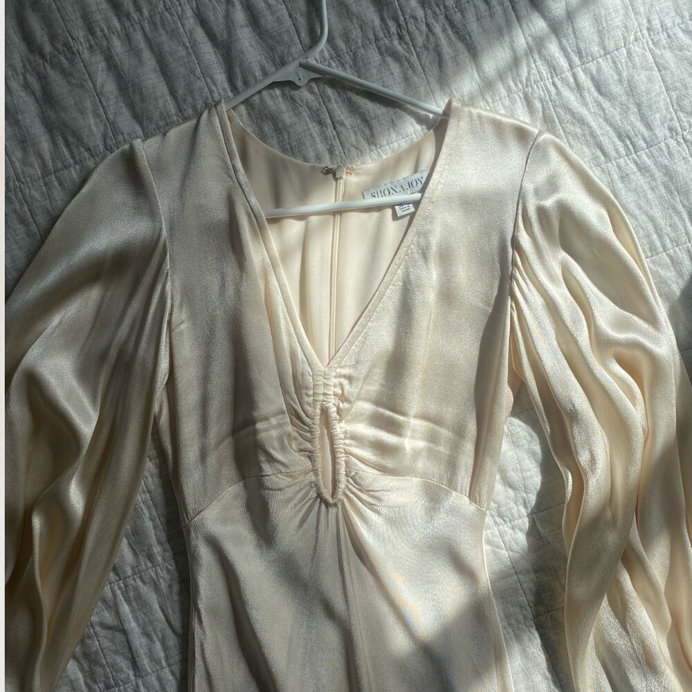 Shona Joy La Lune Flared Sleeve Keyhole Dres - Cream - ALTERED TO MINI DRESS - 2